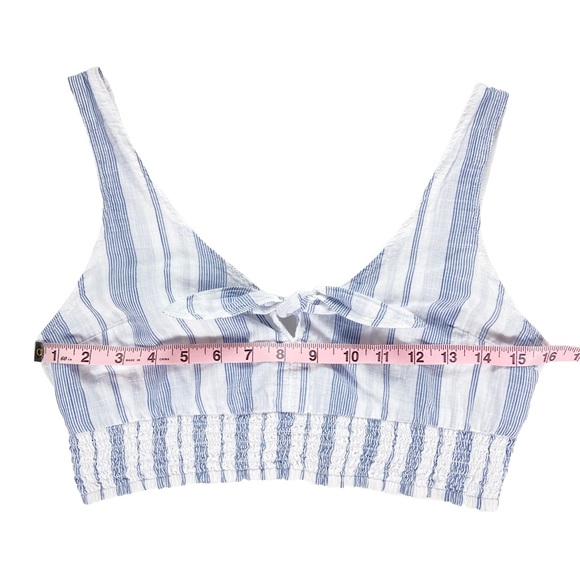 Abercrombie & Fitch Shirt Women’s Size Small Sleeveless Crop Tank Top Blue White - Picture 7 of 8